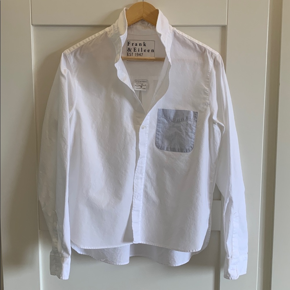 Frank & Eileen White Shirt with Blue Accents